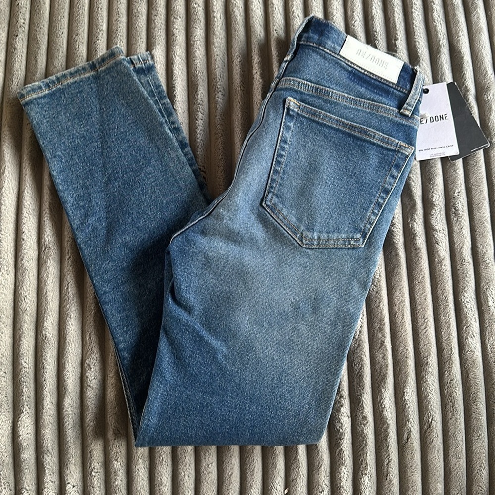 Re/Done High Rise Ankle Crop Size 26 NWT - Picture 2 of 9